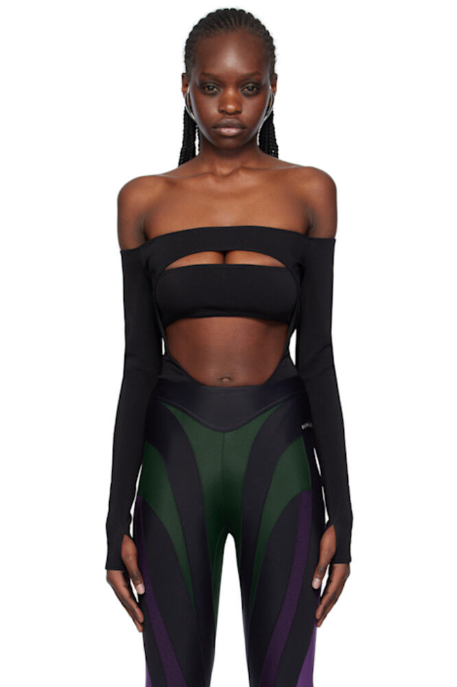 

Черный круглый боди Mugler