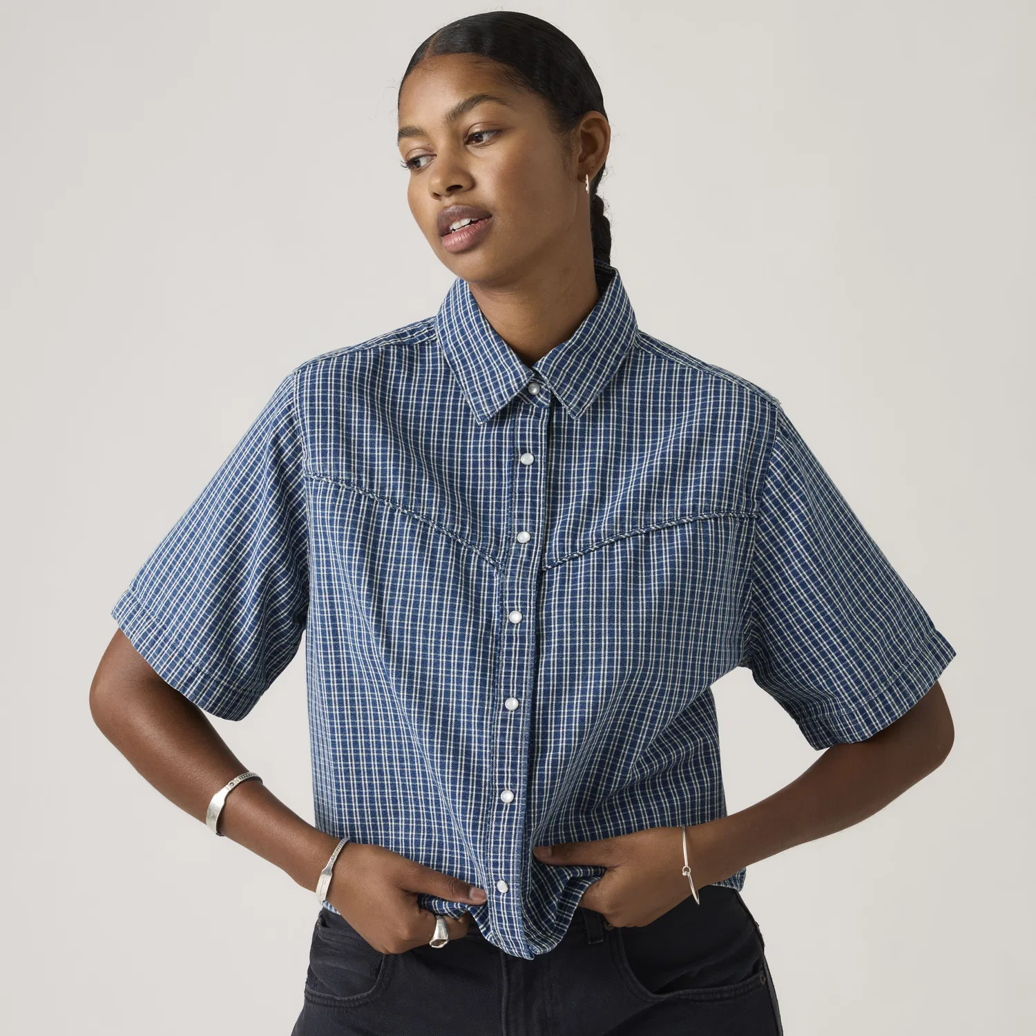 Джинсовая рубашка с коротким рукавом Logan Levi's, Medium Wash