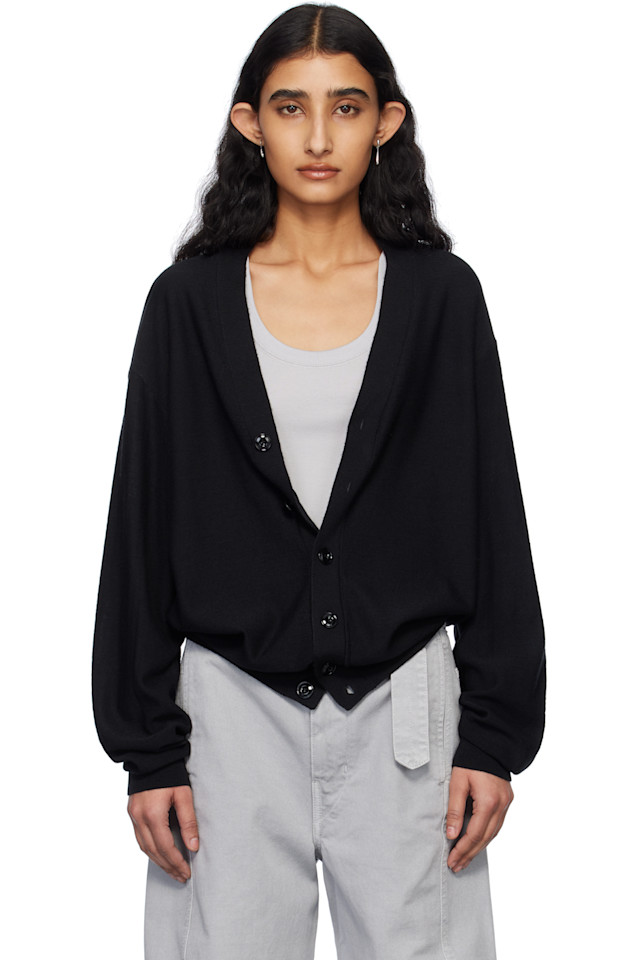 

Расслабленный витой кардиган Lemaire, черный