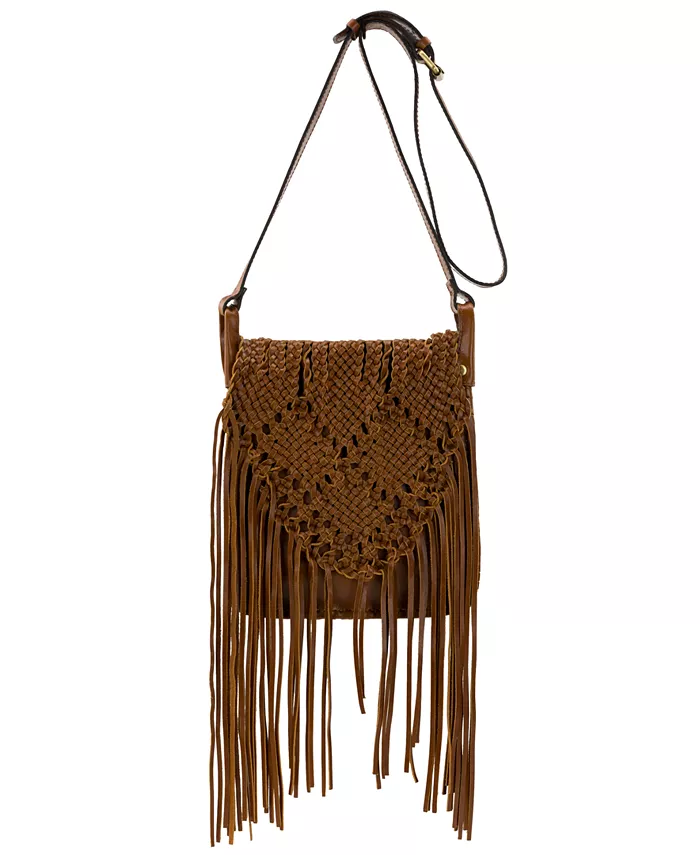 

Сумка через плечо Mara Small Woven Leather с клапаном Patricia Nash, коричневый