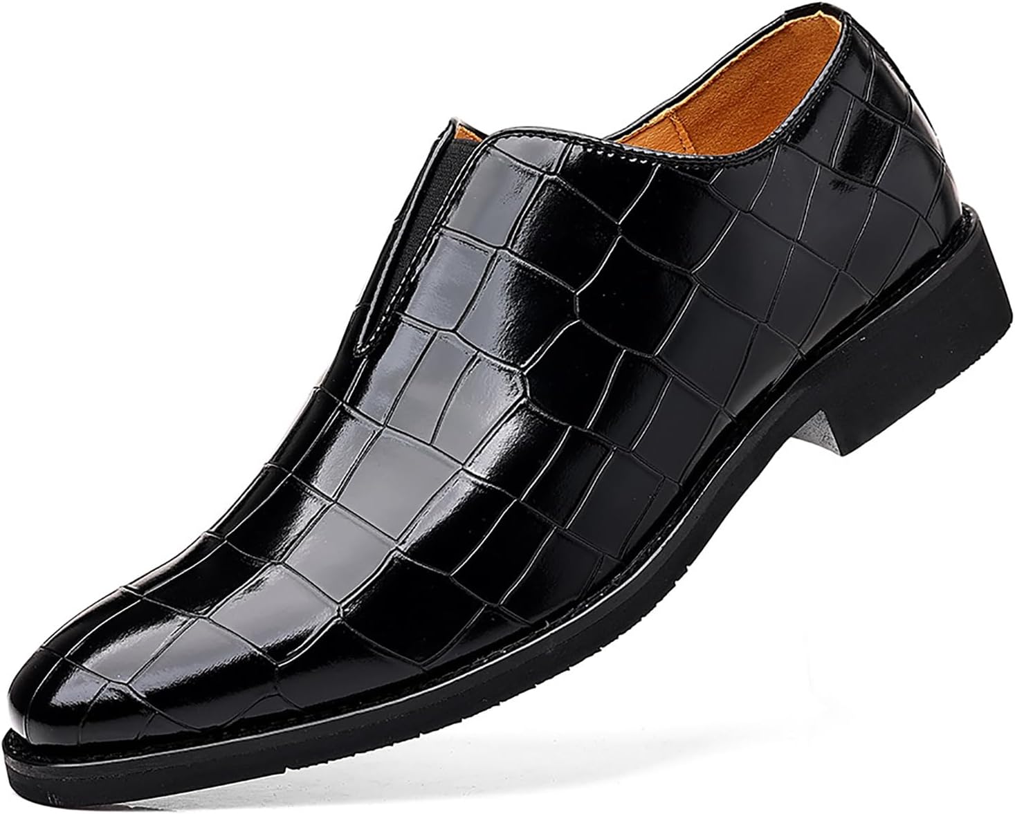 

Мужские классические оксфорды с заостренным носком, принтованные, повседневные кожаные туфли для вождения, выпускного, вечеринки, свадьбы, бизнеса, формальные лоферы без шнурков для мужчин Mviobuy, черный