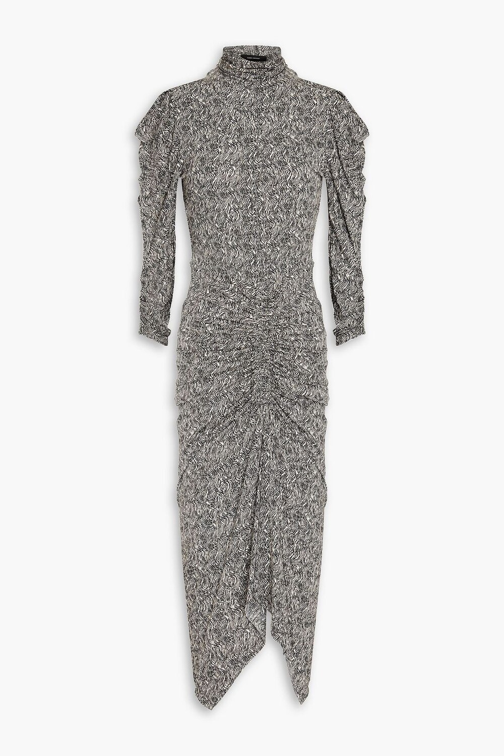 

Платье из джерси асимметричного кроя со сборками и принтом ISABEL MARANT, черный