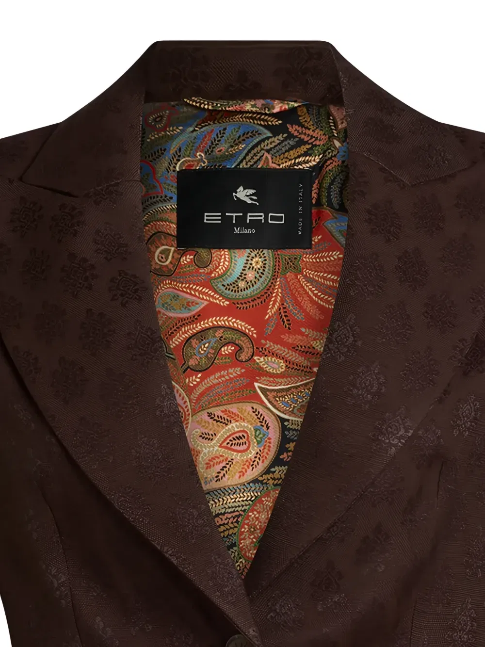 Жаккардовый однобортный блейзер ETRO, коричневый — фото 3