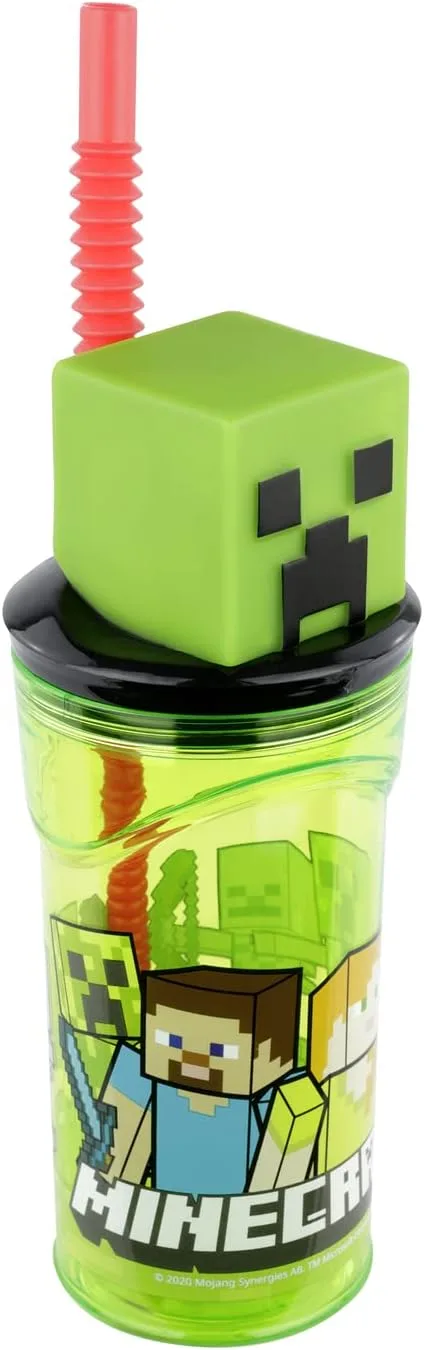 Minecraft 12oz стакан с соломинкой и 3D фигуркой p:os