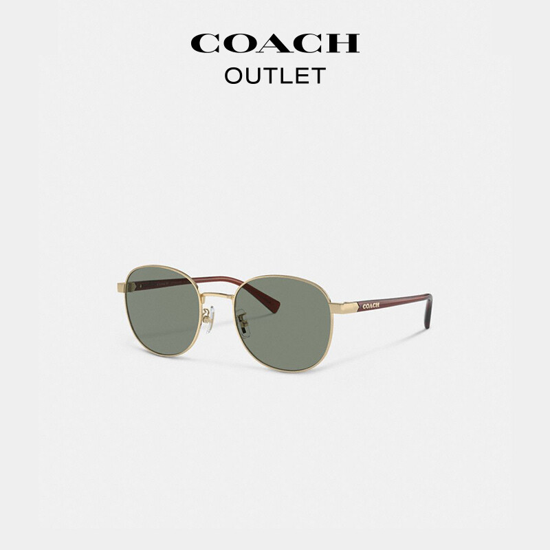 

Мужские солнцезащитные очки в круглой оправе COACH, золотая фурнитура/зеленый