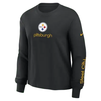 

Лонгслив Nike Pittsburgh Steelers Boxy, черный