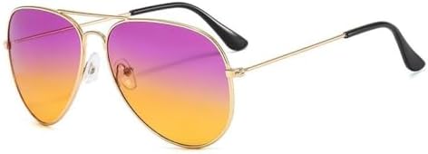 

Солнцезащитные очки с двойной перемычкой, женские и мужские, в оправе из сплава, с градиентными линзами, солнцезащитные очки для женщин и мужчин MTZJH, Gold Purple Yellow