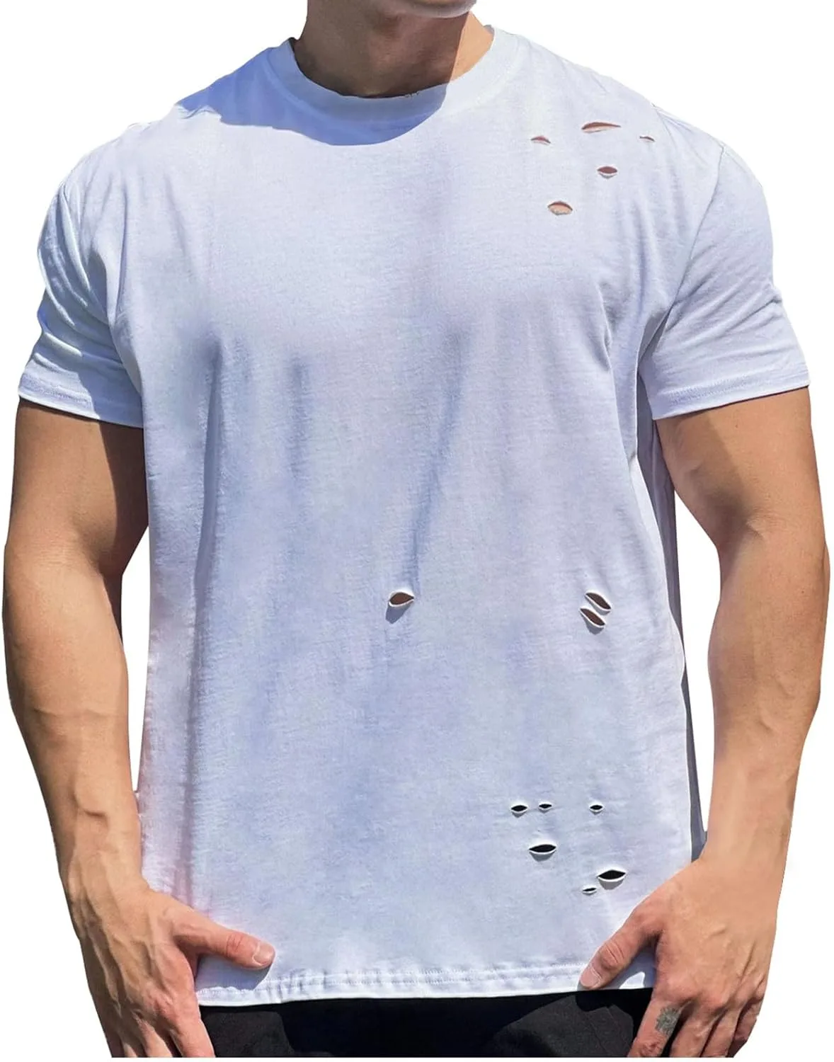 

Мужская хлопковая футболка с круглым вырезом и коротким рукавом