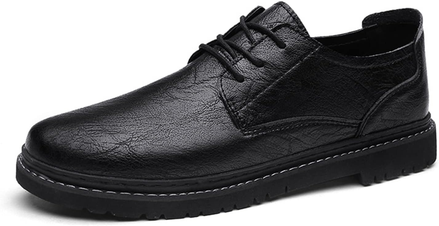 

Мужские повседневные кожаные туфли, оксфорды и дерби, классическая ручная прошивка, нескользящие, дышащие, на шнуровке, плоские деловые Purchawee, черный