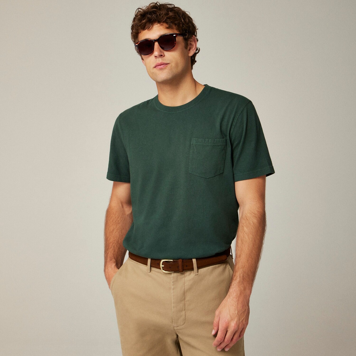 

Футболка из хлопка Vintage-Wash с карманом J.Crew, зеленый
