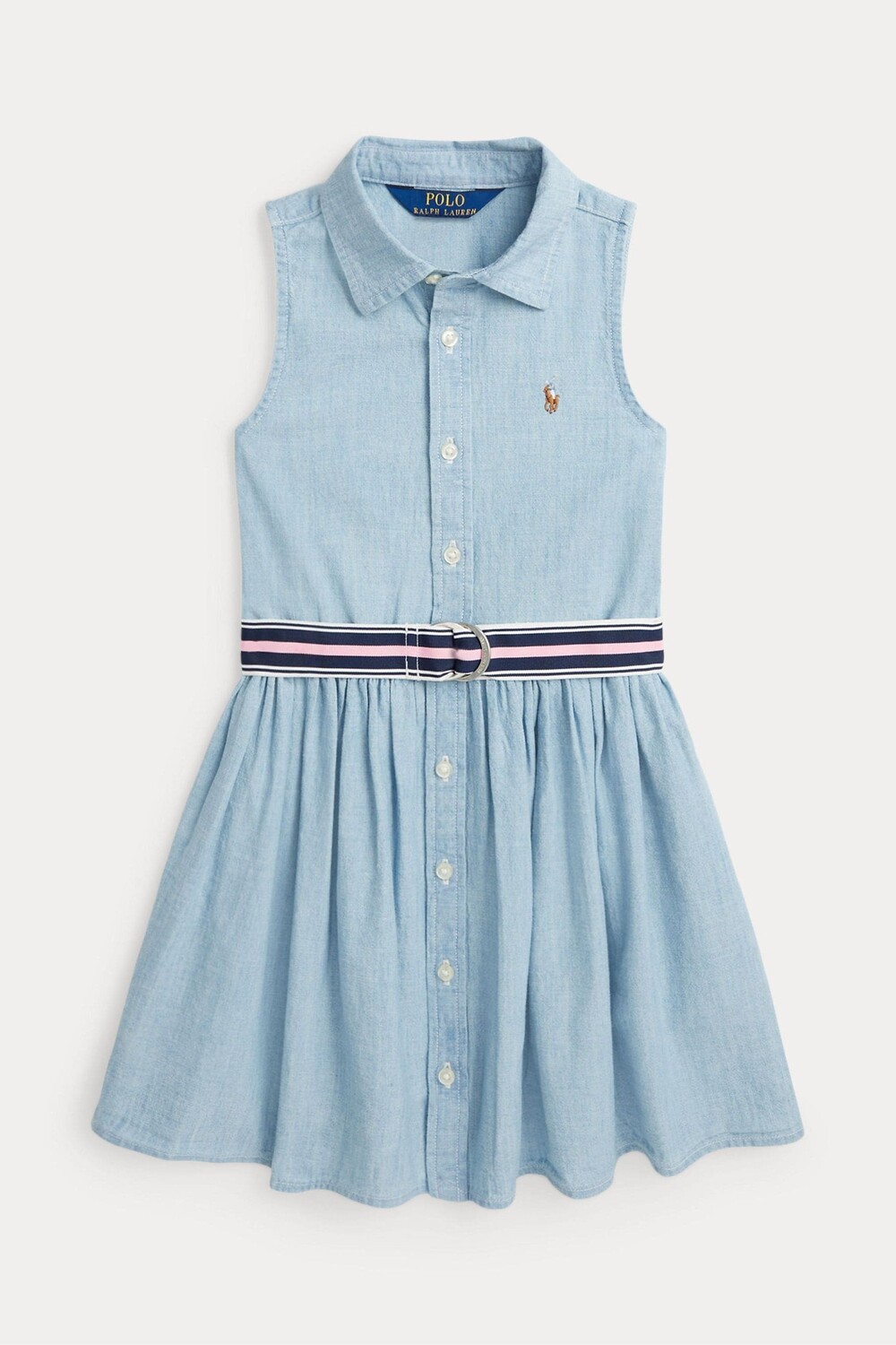 

Хлопковое платье-рубашка с поясом для девочки Polo Ralph Lauren, синий
