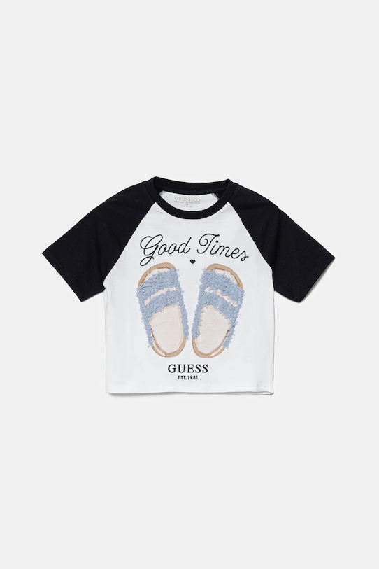 

Детская хлопковая футболка Guess, темно-синий