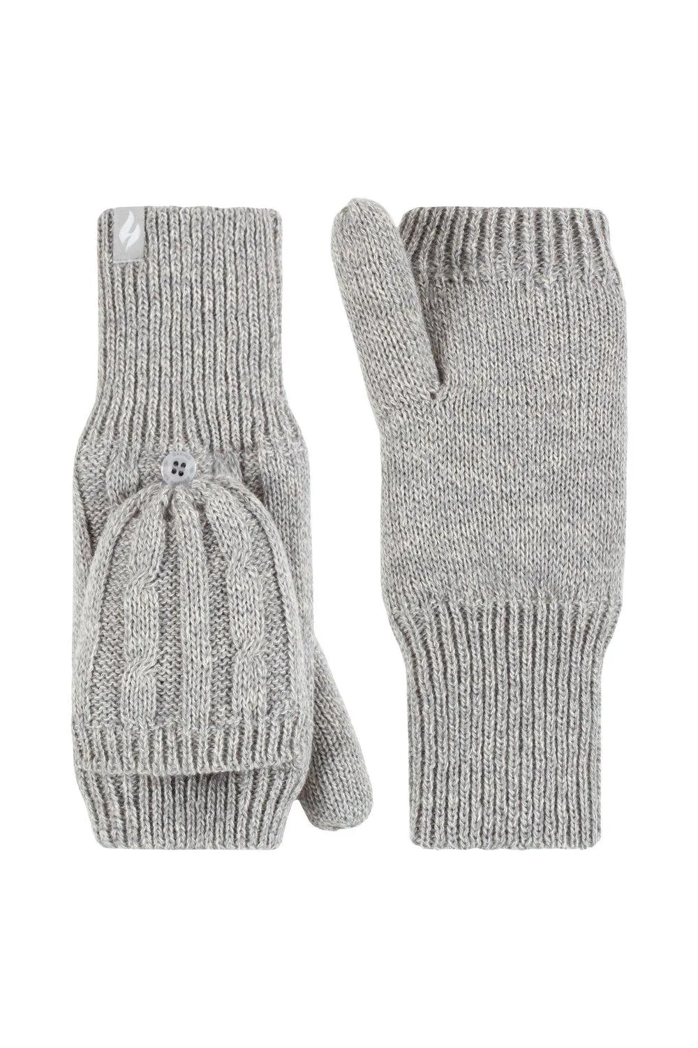 

1 пара варежек-трансформеров Ash с косами SOCKSHOP Heat Holders, серый