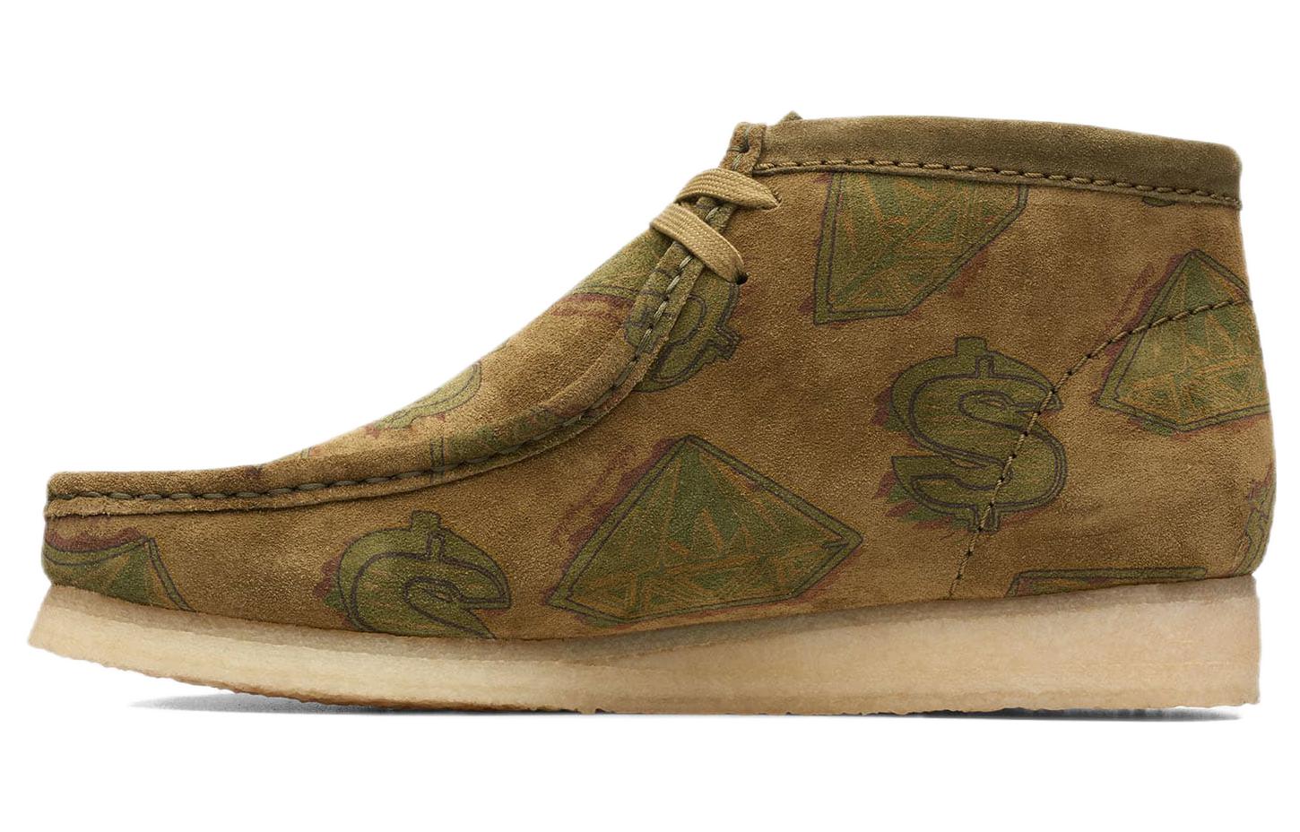 

Clarks Оригинальные ботинки Wallabee Billionaire Boys Club с бриллиантами и долларами, темно-зеленые