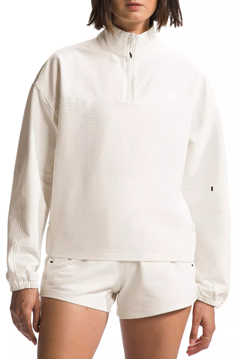 

Женский пуловер с молнией 1/4 The North Face Tekware Grid, цвет White Dune/Npf