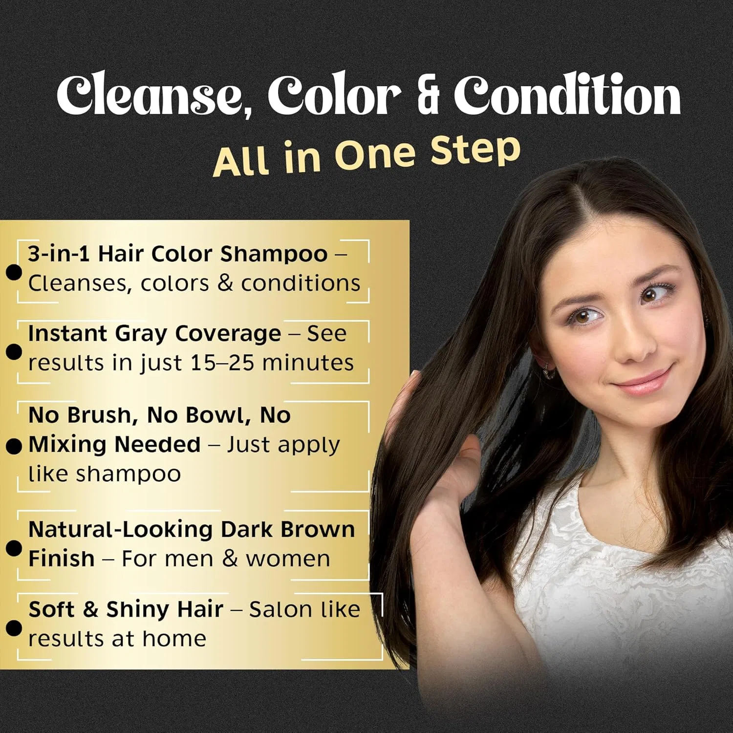 Набор шампуня-краски для волос Herbishh Ultimate Hair Dye Kit для седых волос Herbishh, Dunkelbraun — фото 4