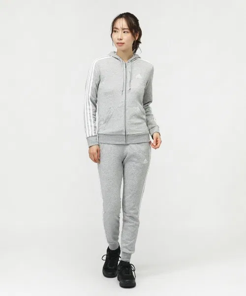 Толстовка Adidas Essentials из французского махрового трикотажа с тремя полосками на молнии — фото 3