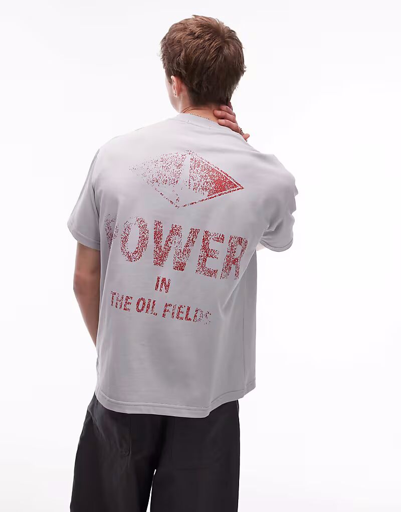 

Футболка с принтом на спине серого цвета Cat Wwr, Серый, Футболка с принтом на спине серого цвета Cat Wwr