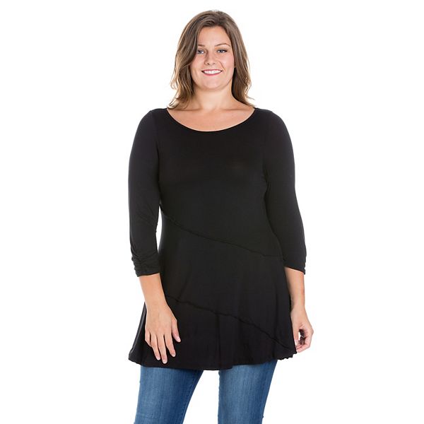 

Топ-туника с рукавами-фонариками Plus size 24Seven Comfort Apparel, Black, Черный, Топ-туника с рукавами-фонариками Plus size 24Seven Comfort Apparel, Black