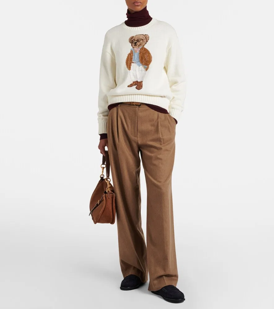 Хлопковый свитер Polo Bear с интарсией Polo Ralph Lauren, белый — фото 2