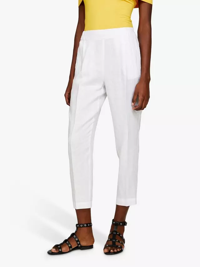 

Брюки SISLEY Cropped Linen Slim Leg, белый