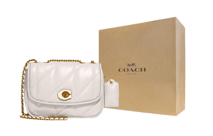 

COACH Маленькая квадратная сумочка через плечо из кожи наппа для женщин белая