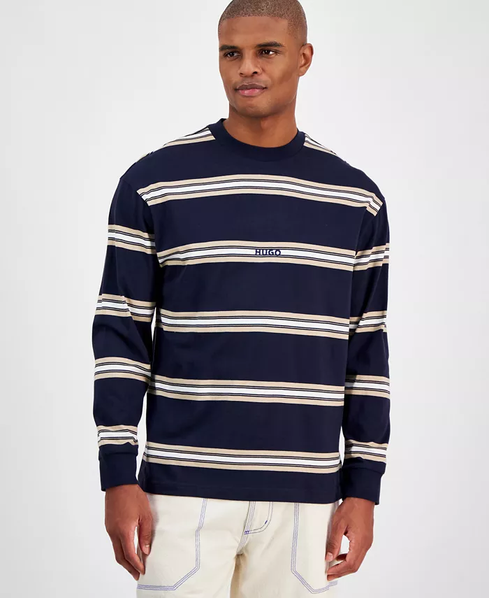 

Мужская футболка Nistriplo Relaxed Fit с длинным рукавом и полосками Hugo Boss, мультиколор