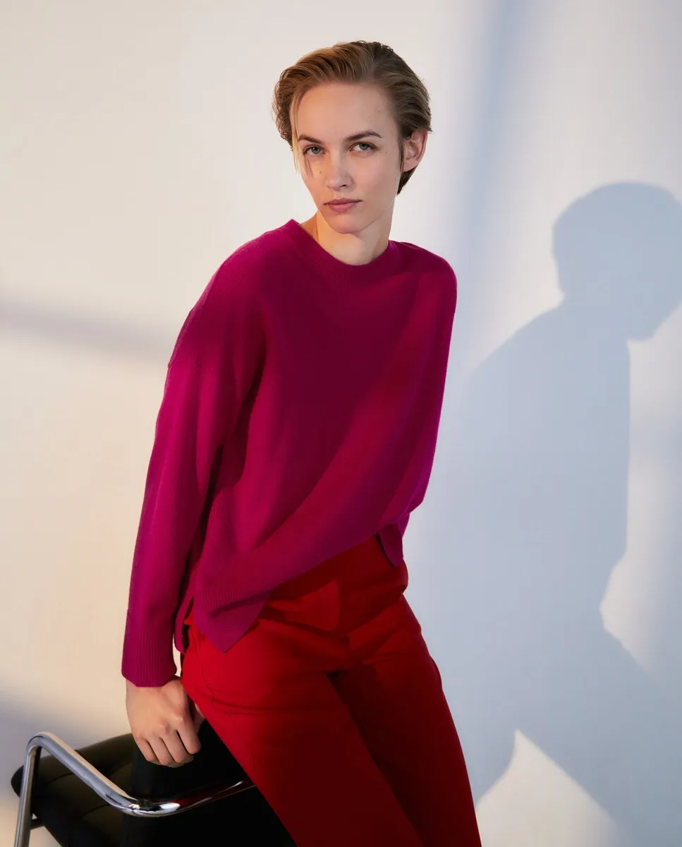 

Базовый женский свитер с круглым вырезом Woman El Corte Inglés, цвет Buganvilla