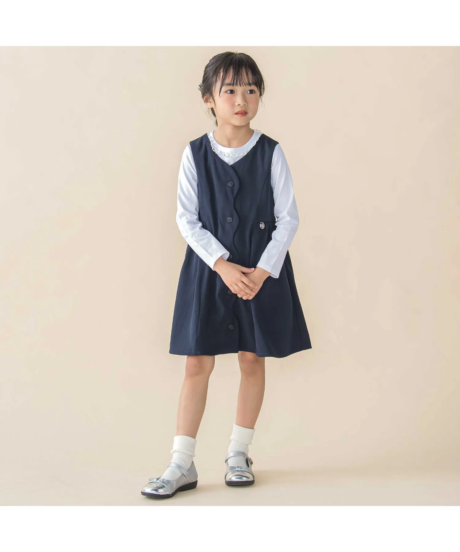 Детское платье-сарафан BeBe Petits Pois Vert трапеция песочное — фото 2