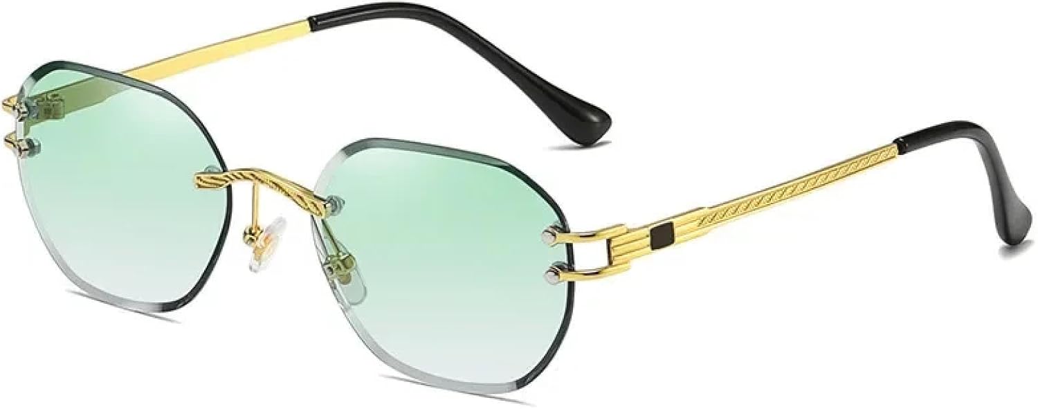 

Солнцезащитные очки с защитой от УФ-излучения UV400 | Синие без оправы из металла | Для женщин и мужчин, для занятий спортом на открытом воздухе и вождения DSVIGF, Gold Green