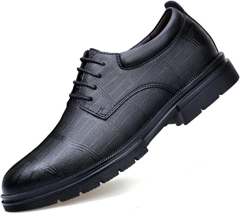 

Мужские оксфорды со шнуровкой, круглый носок, клетчатые кожаные дерби, противоскользящие, стойкие к скольжению, с классическим устойчивым каблуком Meixi Mobile, черный