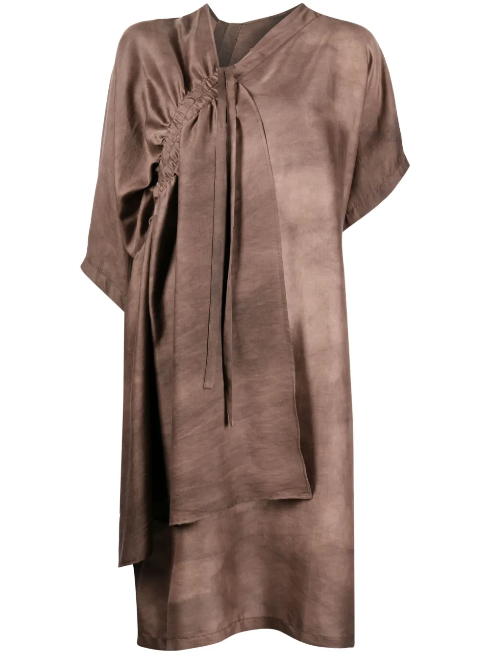 

Футболка асимметричного кроя с кулиской Uma Wang, коричневый