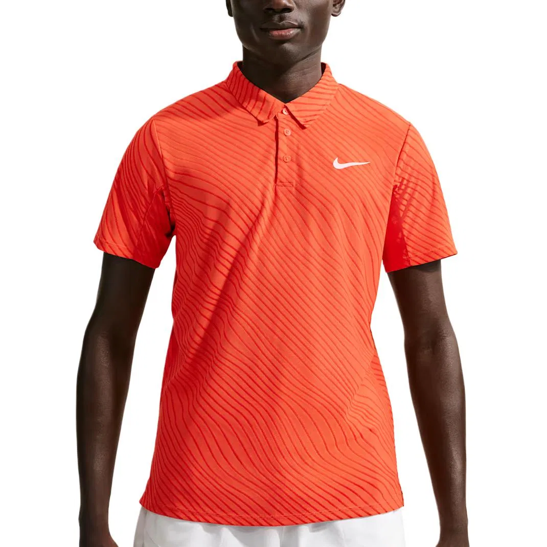 Теннисное поло Court Slam мужское Dri-FIT Adv Nike, Lawn Orange/Lawn Orange/White