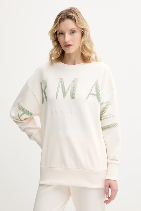 

Хлопковая блузка Armani Exchange, бежевый