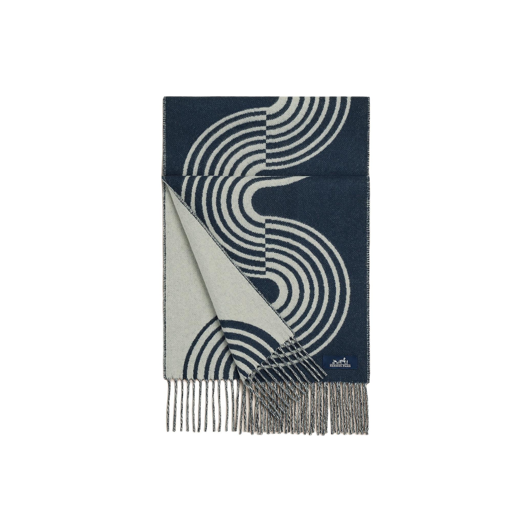 

HERMES Вязаный шарф унисекс синий, Blue