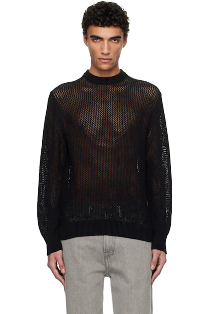 

SSENSE Эксклюзивный черный хлопковый сетчатый вязаный свитер vowels