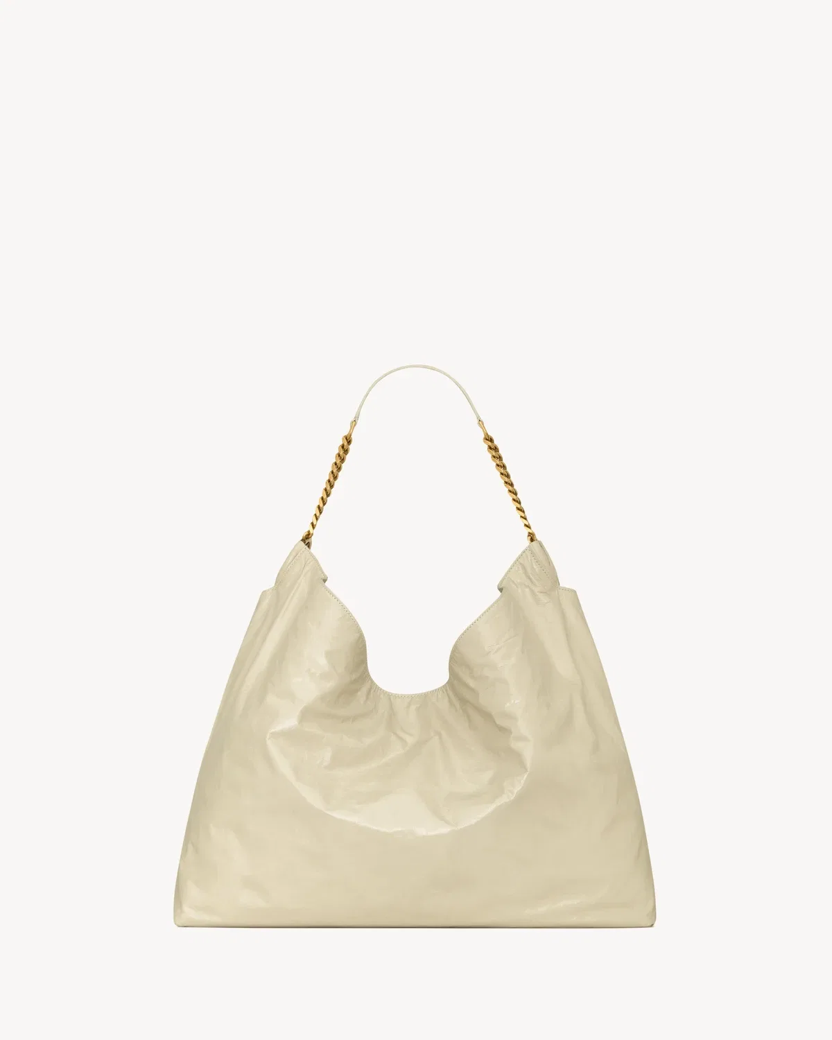 Сумка-хобо HORTENSE из блестящей кожи SAINT LAURENT, белый