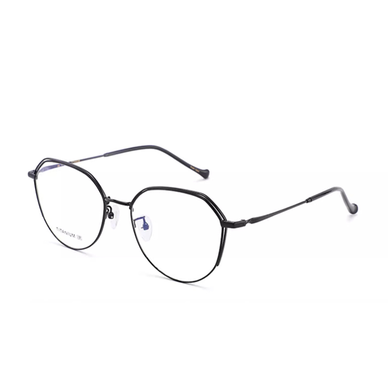 

Sagawa Очки в титановой оправе нестандартной формы унисекс, Black (with prescription-free blue light blocking lenses)