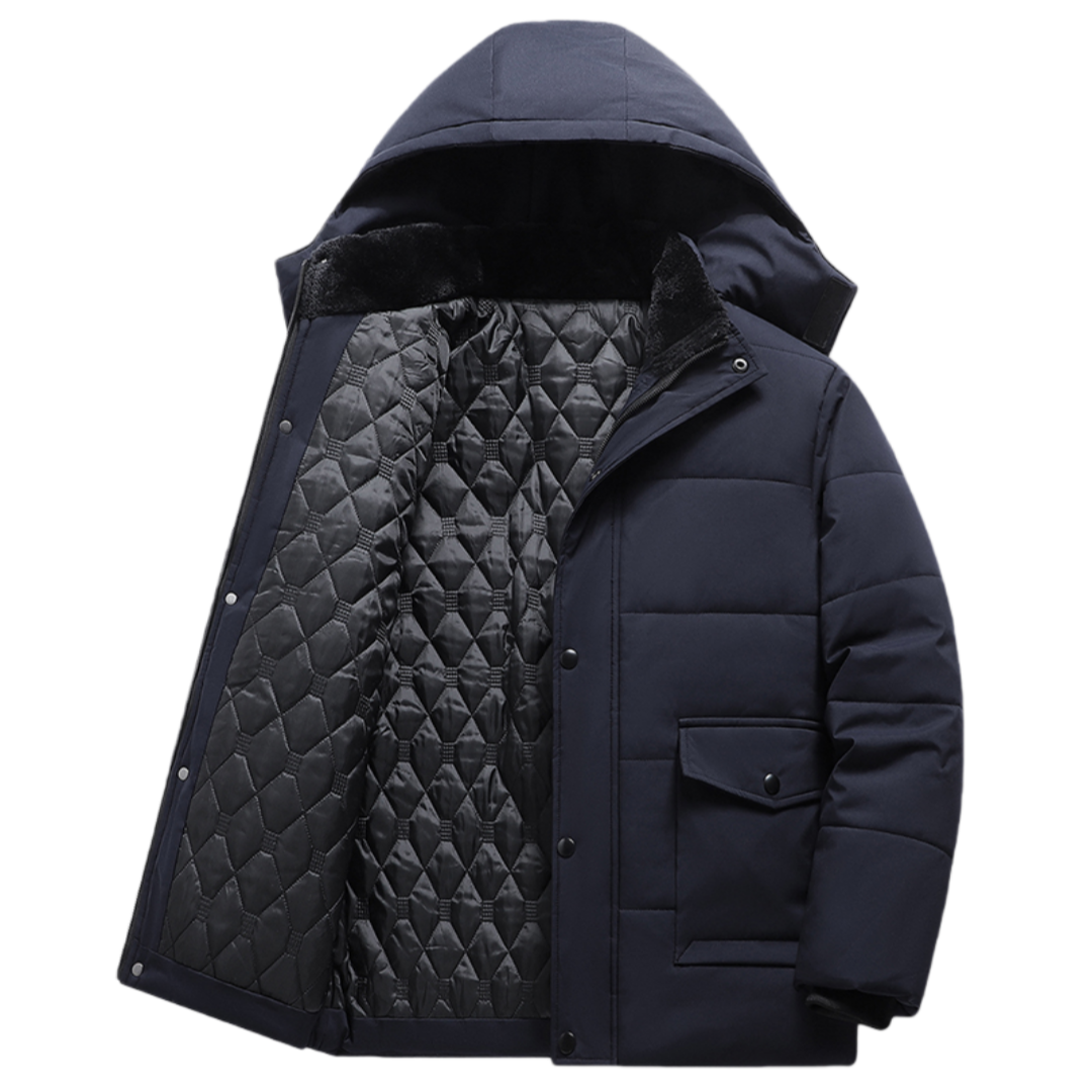 

Пуховик Unisex с отстегивающимся капюшоном утепленный VanCamel, синий padded