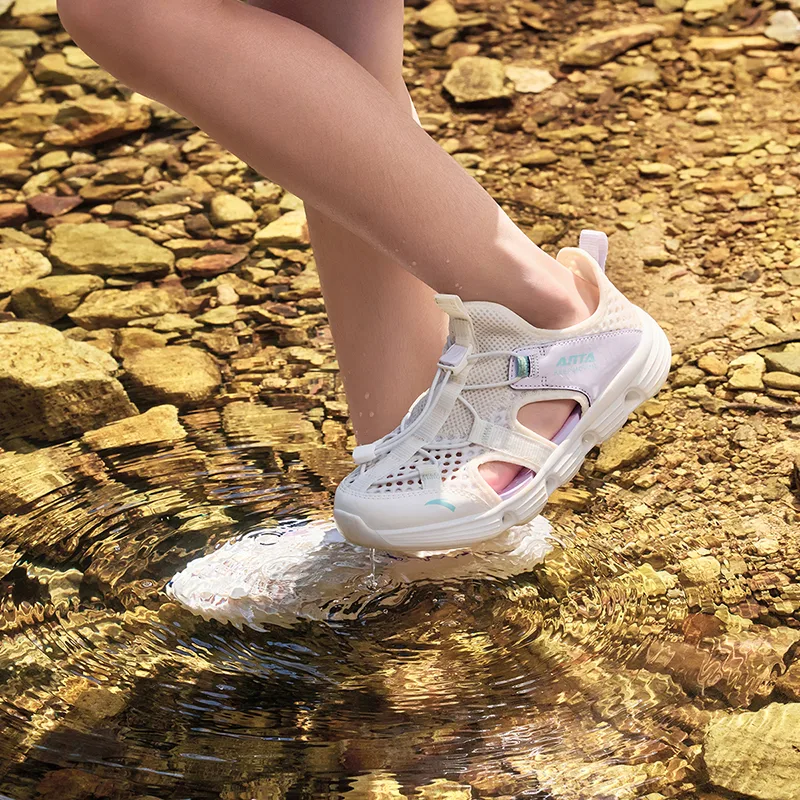 Antakids Детские сандалии low top бело-фиолетовые антискользящие, дышащие, быстросохнущие, легкие, с амортизацией — фото 4
