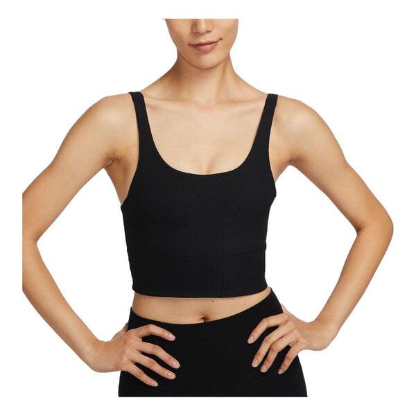 

Топ zenvy rib light support padded longline sports bra asia sizing Nike, черный