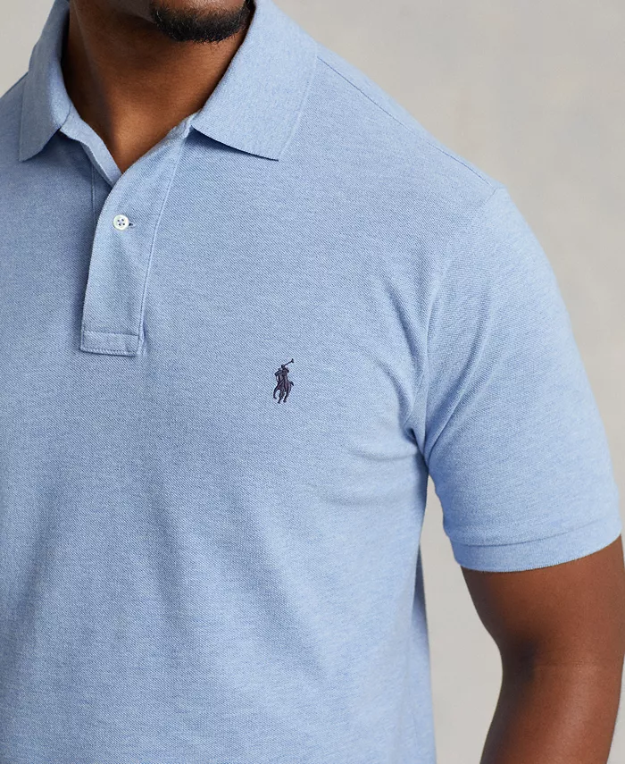 Мужская поло The Iconic Mesh большого и высокого размера Polo Ralph Lauren, синий — фото 3