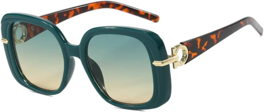 

Винтажные солнцезащитные очки большого размера для женщин и мужчин, роскошные дизайнерские солнцезащитные очки в стиле панк, популярные очки в крупной оправе с защитой от УФ-излучения UV400 SZVVBKK, Green Green Tea