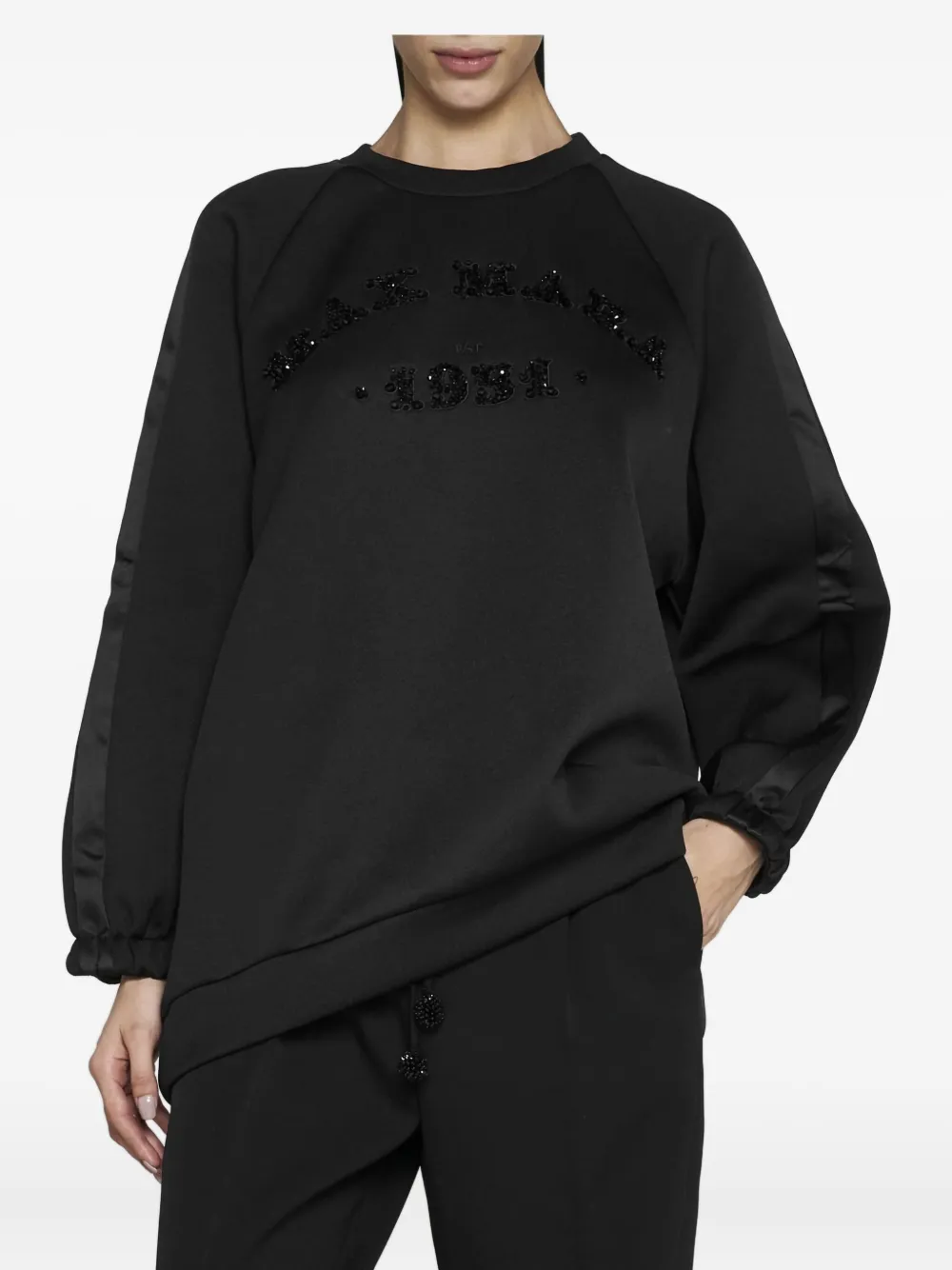 Толстовка с декорированными атласными вставками MAX MARA, черный — фото 3