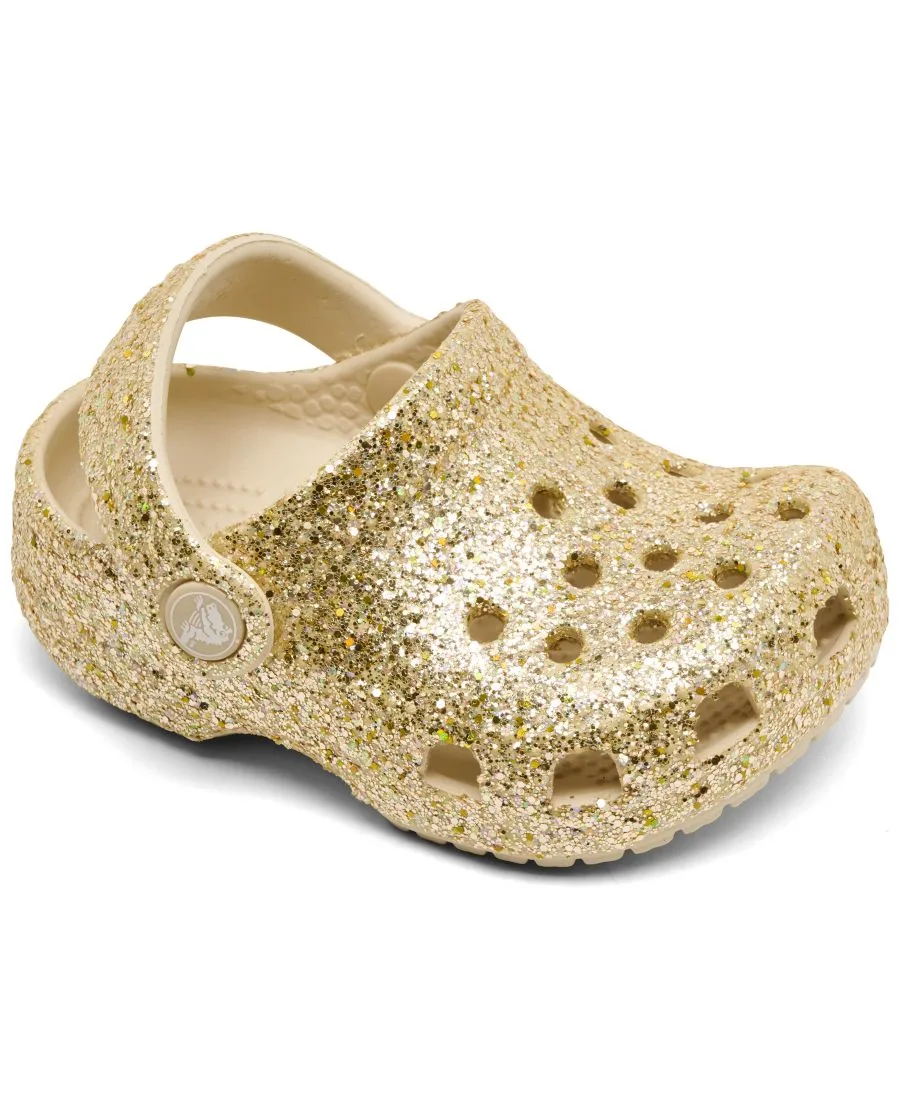 Классические сабо с крупными блестками для девочек от Finish Line Crocs, Sandstone