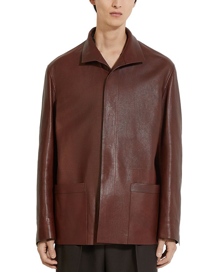 

Кожаная куртка Regular Fit ZEGNA, коричневый