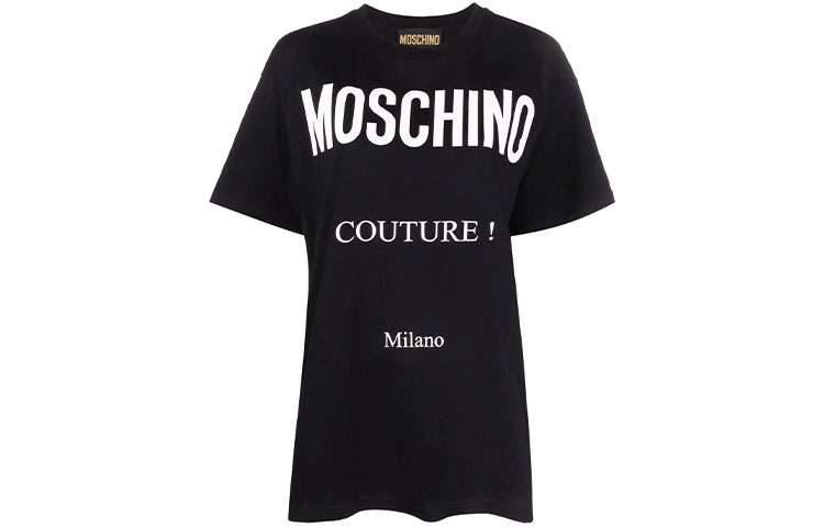 

Moschino Женская черная футболка с круглым вырезом, умеренно прямой крой, Черный, Moschino Женская черная футболка с круглым вырезом, умеренно прямой крой