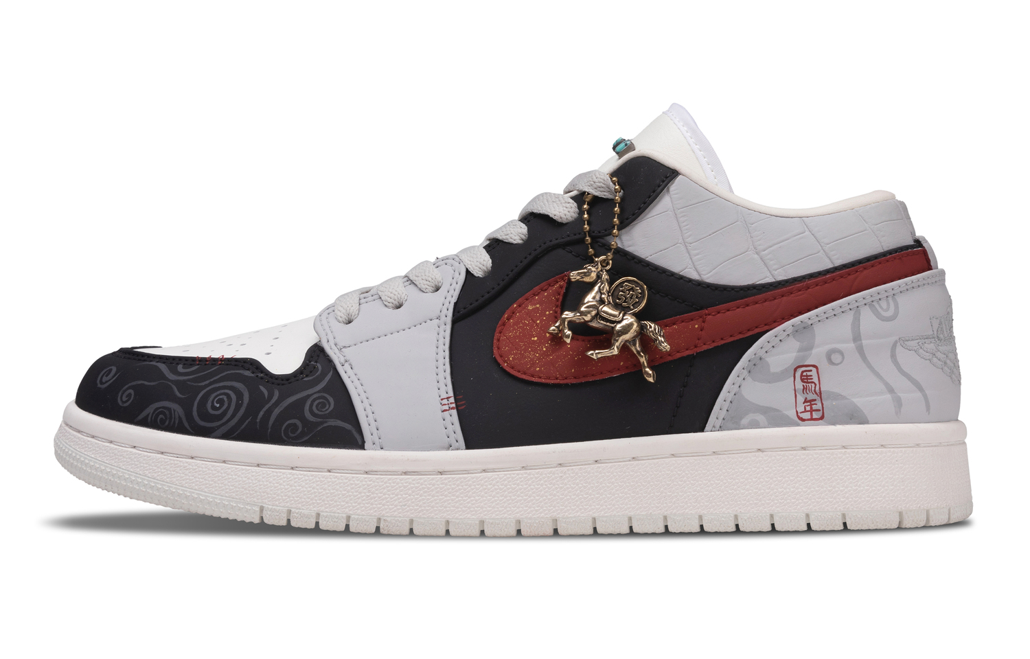 

Jordan Air 1 Horse Brings Blessing Абразивостойкие низкие винтажные баскетбольные кроссовки мужские черный серый