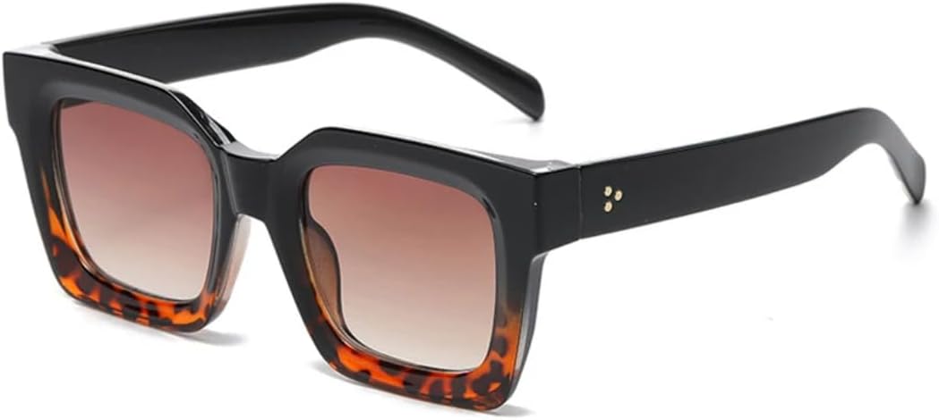 

Солнцезащитные очки Rivets для мужчин в винтажном стиле, модные солнцезащитные очки UV400 для женщин, солнцезащитные очки с градиентным покрытием UUPTTPL, Black Leopard Tea