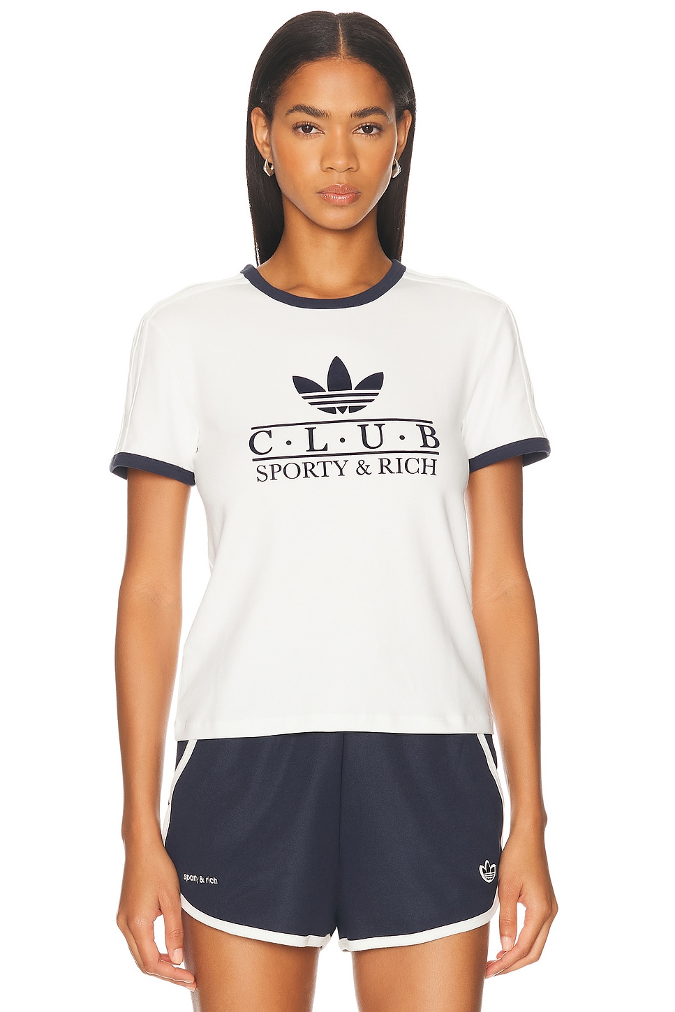 

Футболка X Sporty & Rich с принтом Adidas Originals, Core White & Night Navy